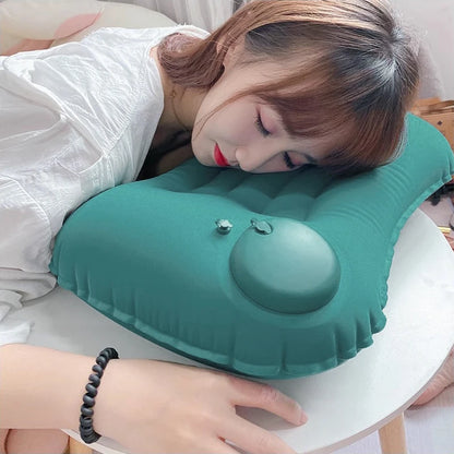 Press And Inflate Portable Neck Pillow