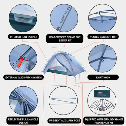 Ultralight Backpacking Tent 2 Person Double Layer