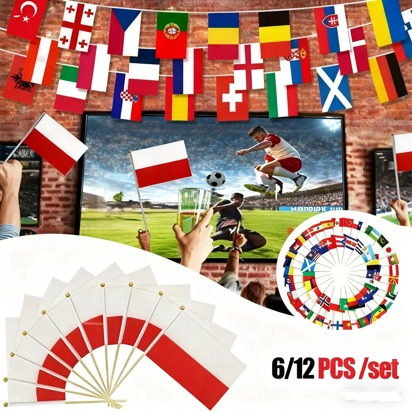 European Small Flags 12"