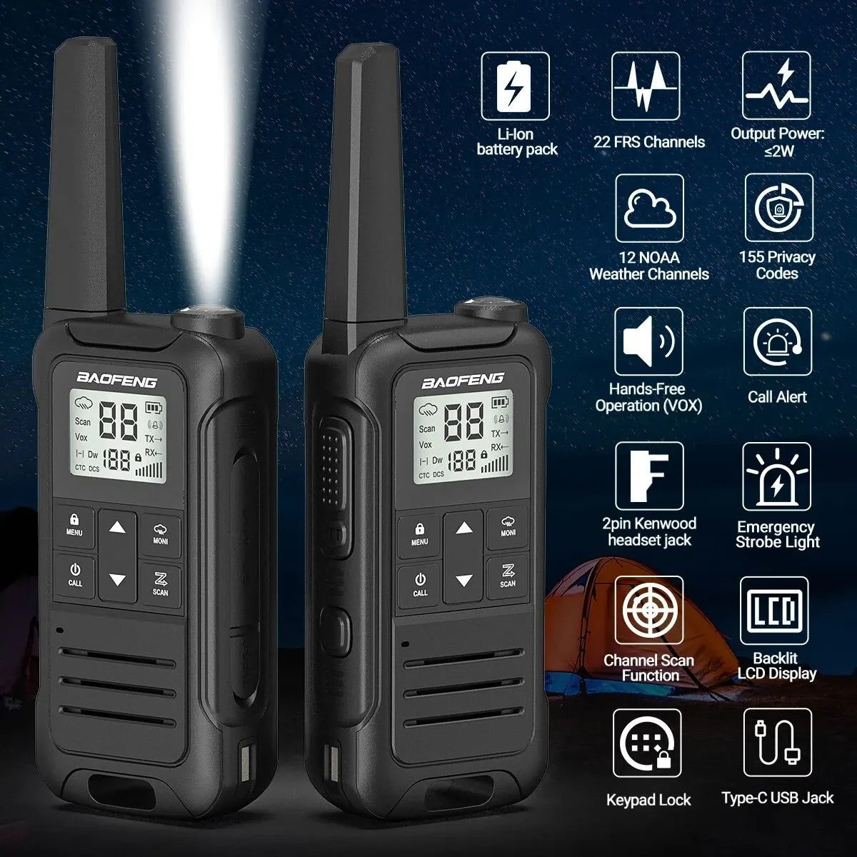 2pcs Mini Walkie Talkie Long Range
