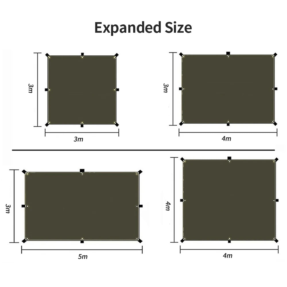 4x4m 5x3m 4x3m 3x3m Ultralight Waterproof Tarp