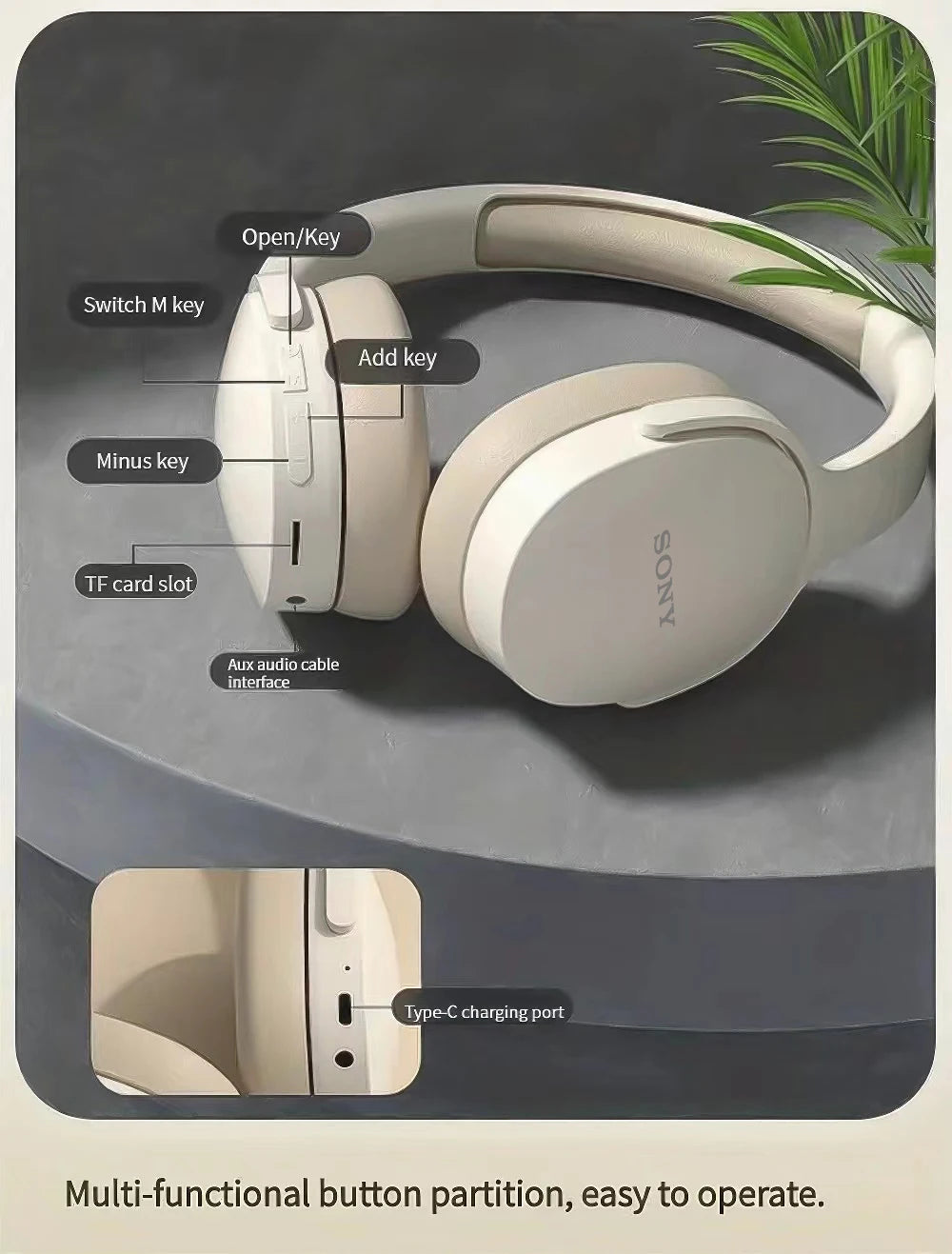 SONY P2961 Wireless Headphones Bluetooth Foldable