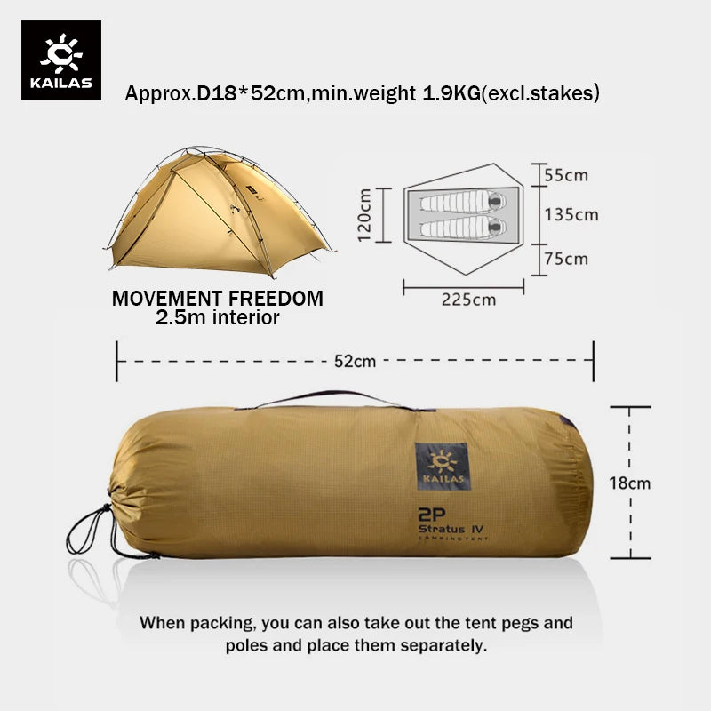 Ultralight Backpacking Tent 2 Person Double Layer