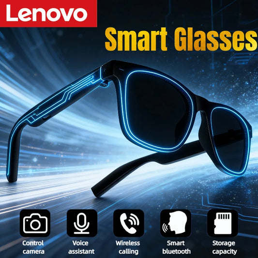 Lenovo Smart Glasses Remote Control Touch Photo Camera Recording Wireless Bluetooth